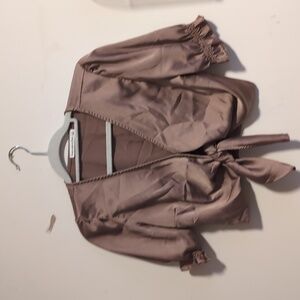 Abercrombie & Fitch Women's Tie-Front Blouse in Taupe